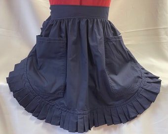 Retro Vintage 50s Style Half Apron / Pinny with 2 Pockets - Navy