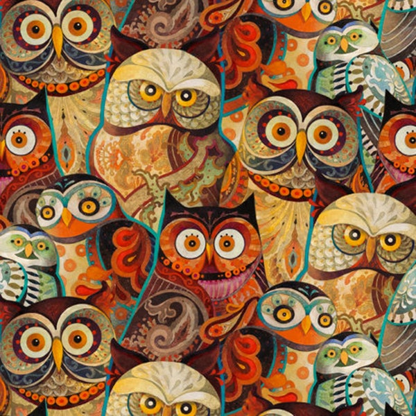 Owl Cotton Fabric Etsy