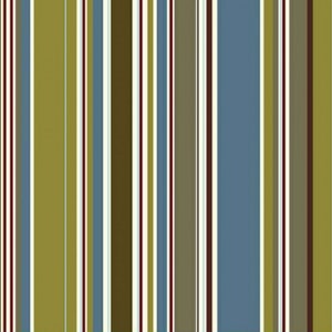 Può includere: Un tessuto a righe con bande alternate di verde oliva, azzurro, marrone, bianco e bordeaux.