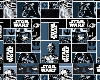 Star Wars Classic Blocks - 100% cotton print fabric - Dark Navy - 2660-00