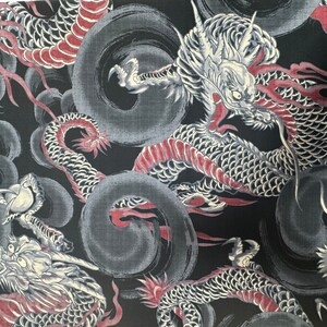 100% cotton print fabric - Miya (Dragons) - Black - 64160-103
