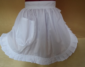 Retro Vintage 50s Style Half Apron / Pinny - White