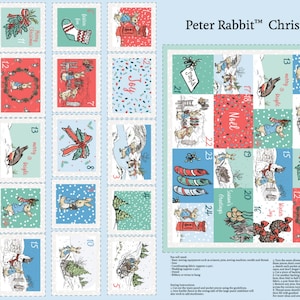 Peter Rabbit at Christmas digital print fabric - Most Wonderful Time Advent Panel - 100% cotton - 2906-06