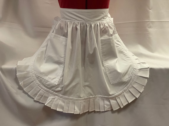 White Vintage Retro With Pocket Pockets Victorian Dress Half Apron Pinny Girls 