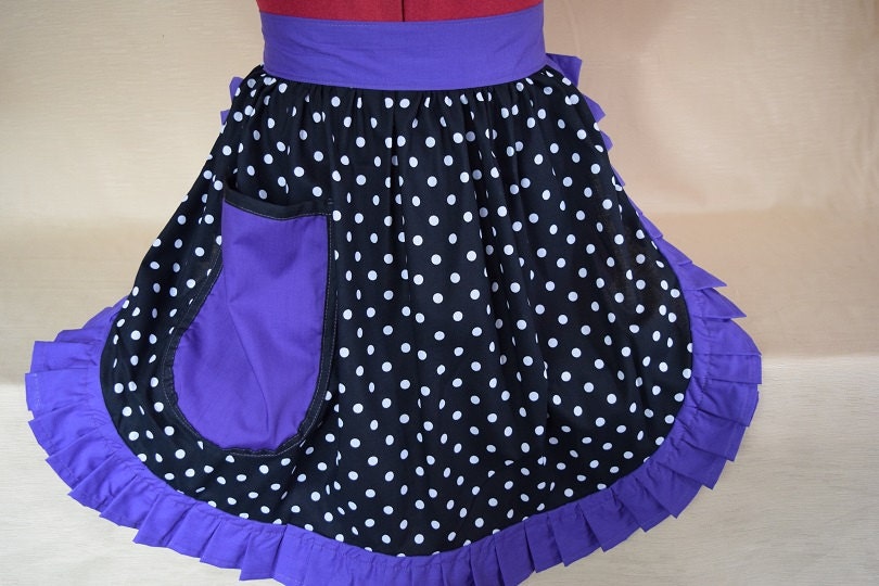 Retro Vntage 50s Style Full Apron / Pnny - Grey & Whte Gngham Wth
