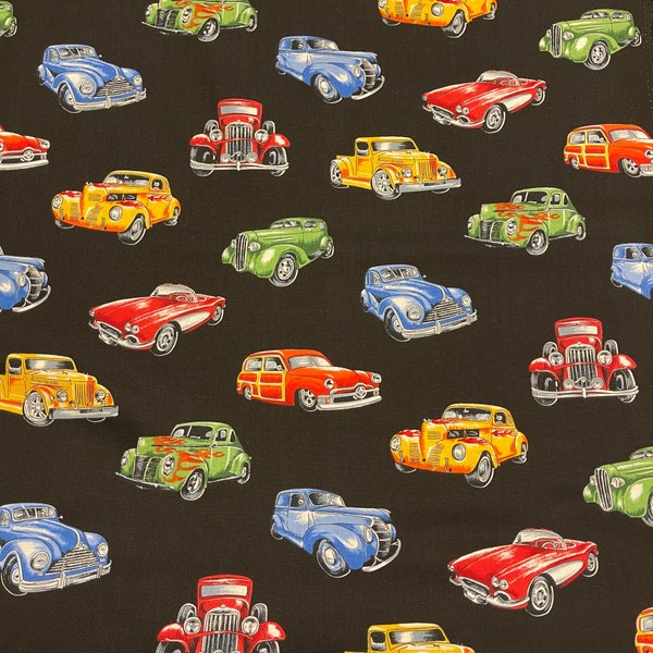 100% cotton print fabric - Hot Rods - Black - 89540-102