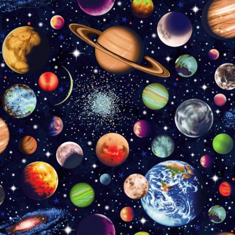 89690-103 Solar System Scattered 100/% cotton print fabric