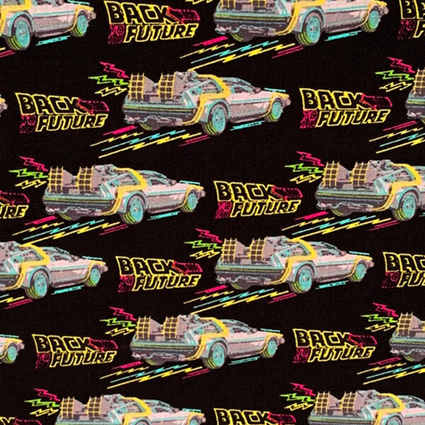 Back To The Future - No Roads - Printed Woven 100% Cotton Fabric - Black/Dark Grey - JLA0999-85