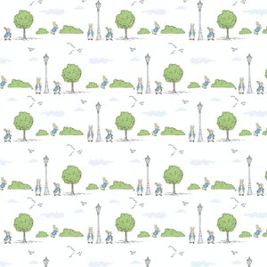 Peter Rabbit digital print fabric - London Park - White - 100% cotton - 2635-D4