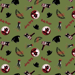 Nightmare on Elm Street - Freddy Kruger - Green - 100% cotton print fabric - 23360102