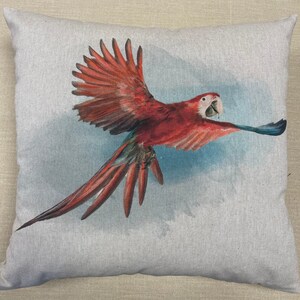 Linen - Cushion Cover with Red Parrots  - DCP027-CUSH