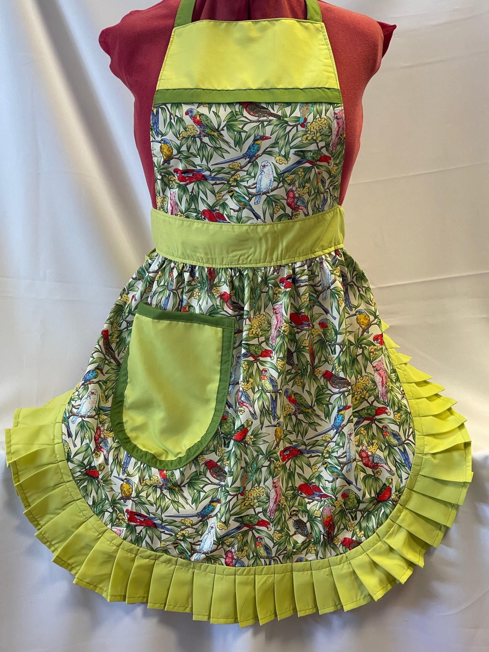 Retro Vintage 50s Style Full Apron / Pinny - Birds in