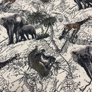 Tejido estampado 85 - 15 % lino/algodón - Haku - Natural - 61640-101
