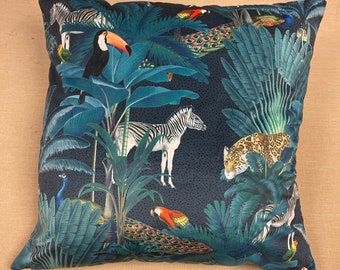 Hand Made Double Sided Plush 290gsm Velvet - Large Cushion Cover with Tropical Theme
