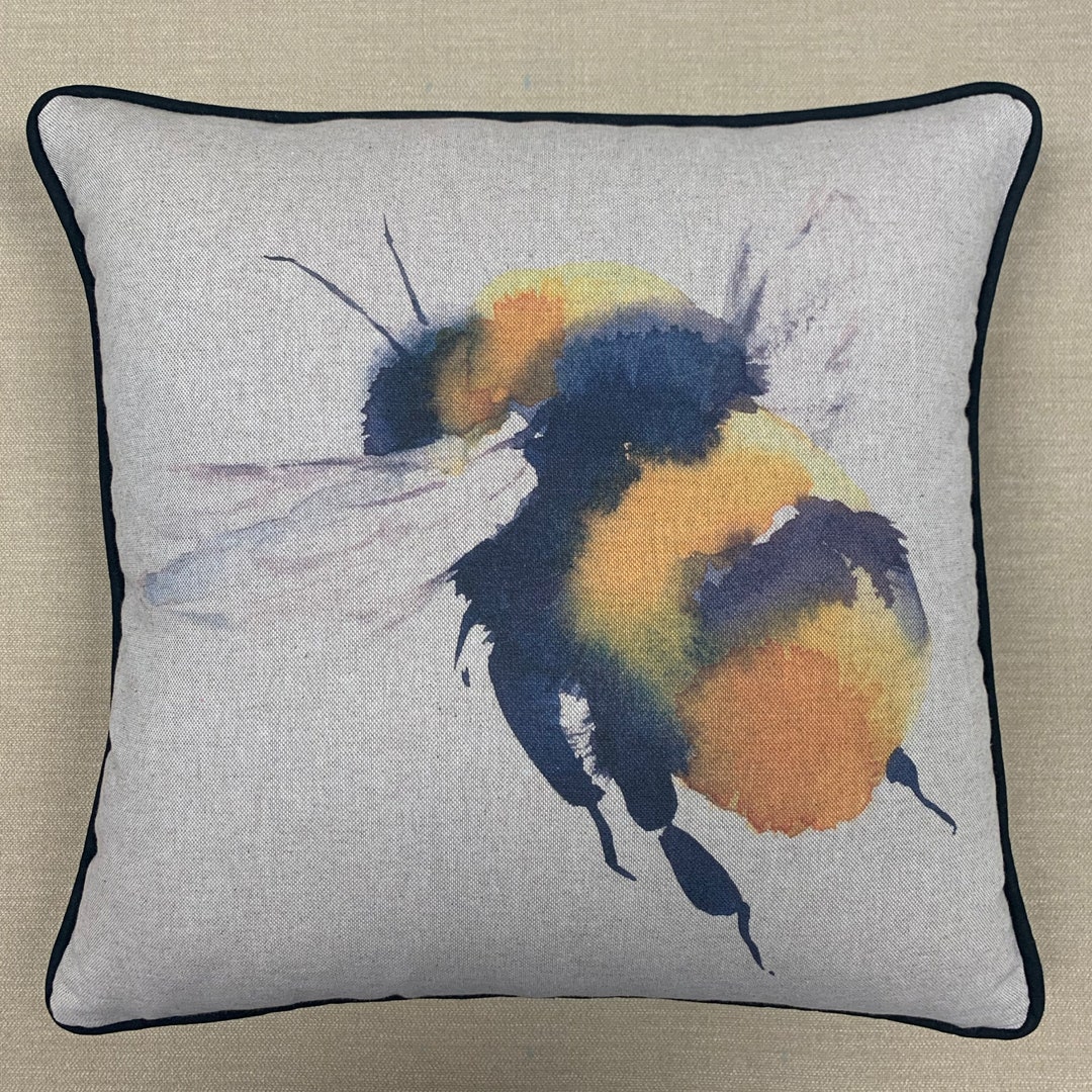 Linen - Cushion Cover With Bumble Bee - DCL003-CUSH - Etsy