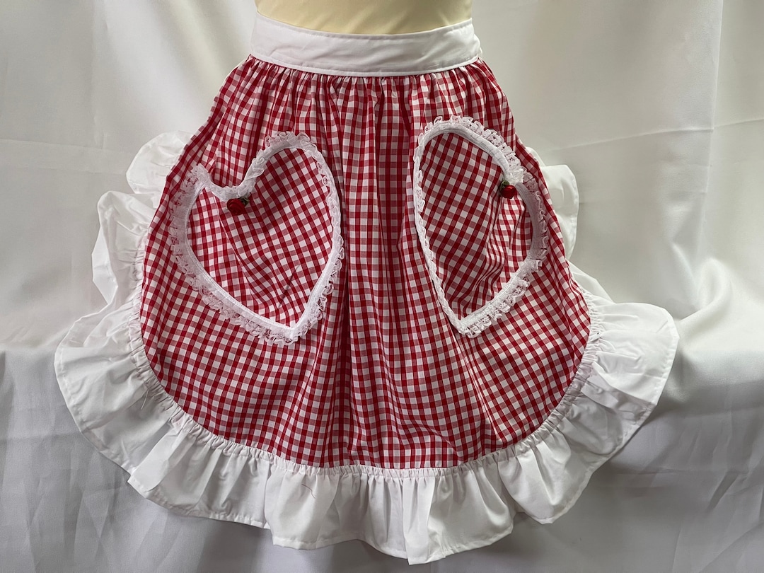 ハートエプロン Retro Vintage 50s Style Half Apron With 2 Lace Trimmed Heart