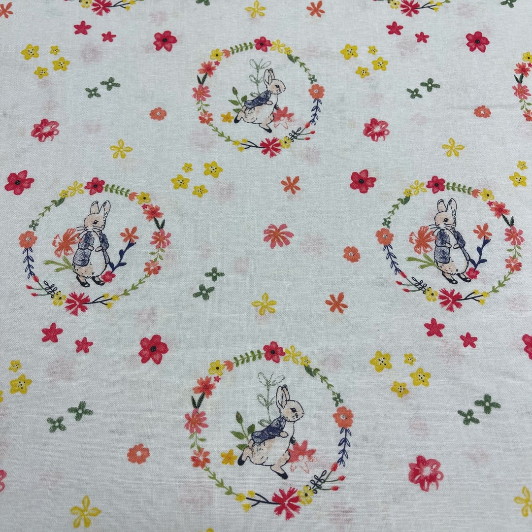 Peter Rabbit Digital Print Fabric Floral Wreath White - Etsy UK