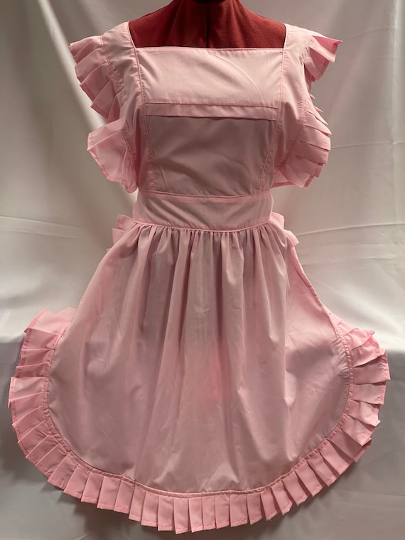 [LOW CLASSIC] / ☆ 24SS APRON DRESS / LIGHT PINK Retro Vintage Victorian Style Full Apron / Pinny - Candy