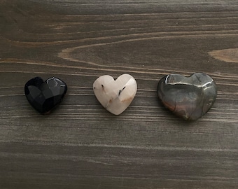 New Year’s Sale - Labradorite, Black Rutilated Quartz, Sodalite Crystal Heart Bundle