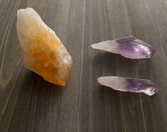 New Year’s Sale - Raw Amethyst Points and Rough Citrine (HEATED TREATED  Amethyst) Crystal Bundle