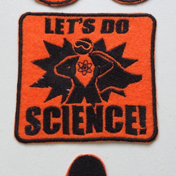 Let's Do Science Embroidered Patch Set of 4 Orange