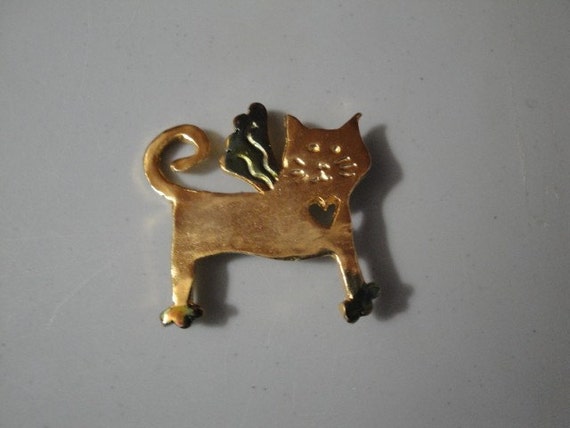 Vintage Artisan Whimsical Cat with Wings Cut Out … - image 1