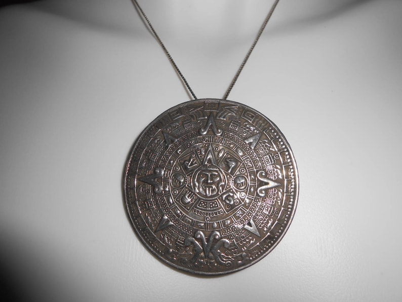 Vintage Large Sterling Silver Aztec Mayan Calendar Sundial | Etsy