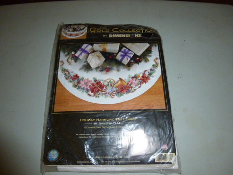 Dimensions Gold Collection Holiday Harmony Tree Skirt Etsy