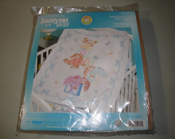Janlynn Sleepy Bunnies Baby Quilt Kit Stamped Cross Stitch No - Etsy