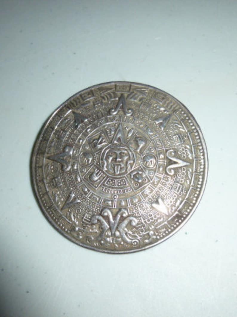 Vintage Large Sterling Silver Aztec Mayan Calendar Sundial | Etsy