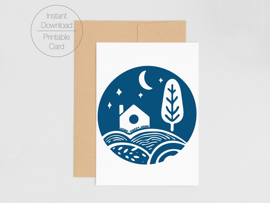Home Sweet Home Printable Card Simple Modern DIY Download Etsy