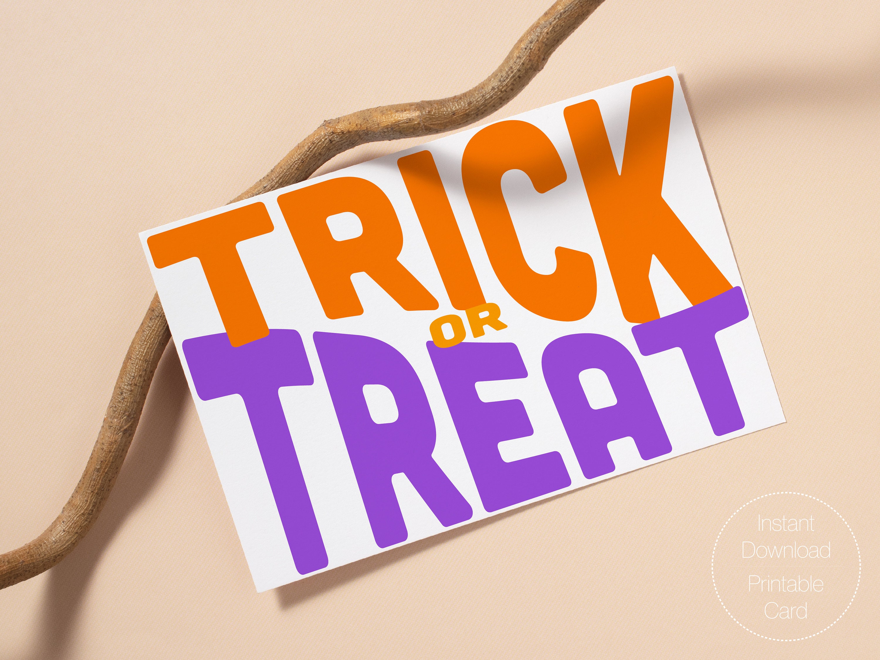 Printable Trick or Treat Digital Card Simple Modern - Etsy
