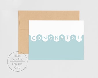 ¡Felicitaciones! Tarjeta imprimible digital de graduación / Tarjeta de felicitación 5x7 descargable con letras modernas simples / Imprimir en casa Mod Diseño Regalo