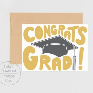 Félicitations diplômé ! Carte imprimable | Carte numérique de remise des diplômes à téléchargement immédiat | Lycée, Collège, Master, Impression 5 x 7