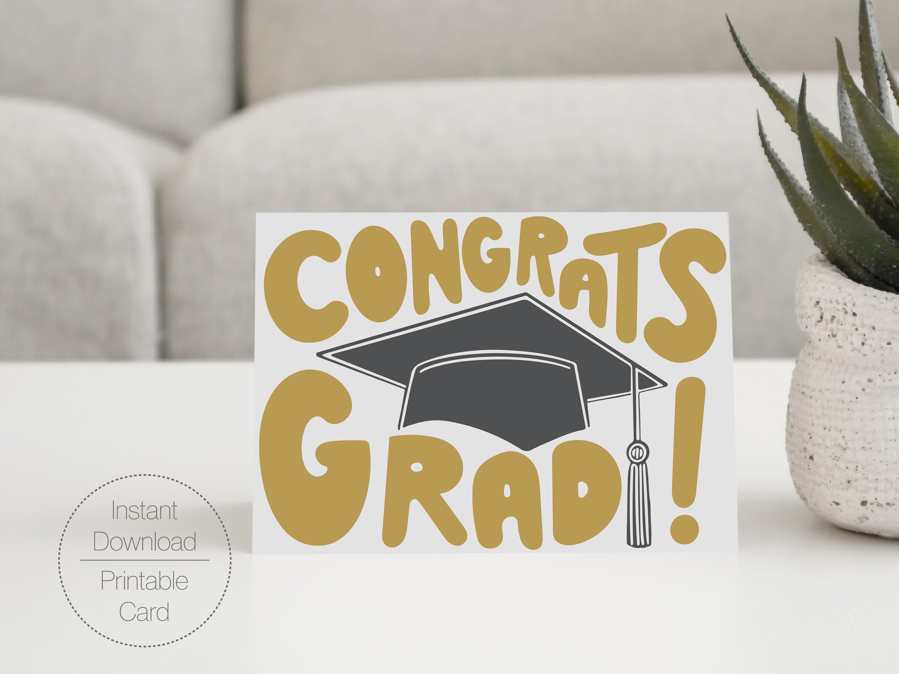 Congrats Grad Card: Printable Graduation Greeting (5x7 Print, Digital ...