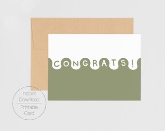 Félicitations ! imprimable numérique de remise des diplômes | Carte de voeux 5 x 7 téléchargeable avec inscription manuscrite moderne simple | Cadeau de conception de mod à imprimer à la maison