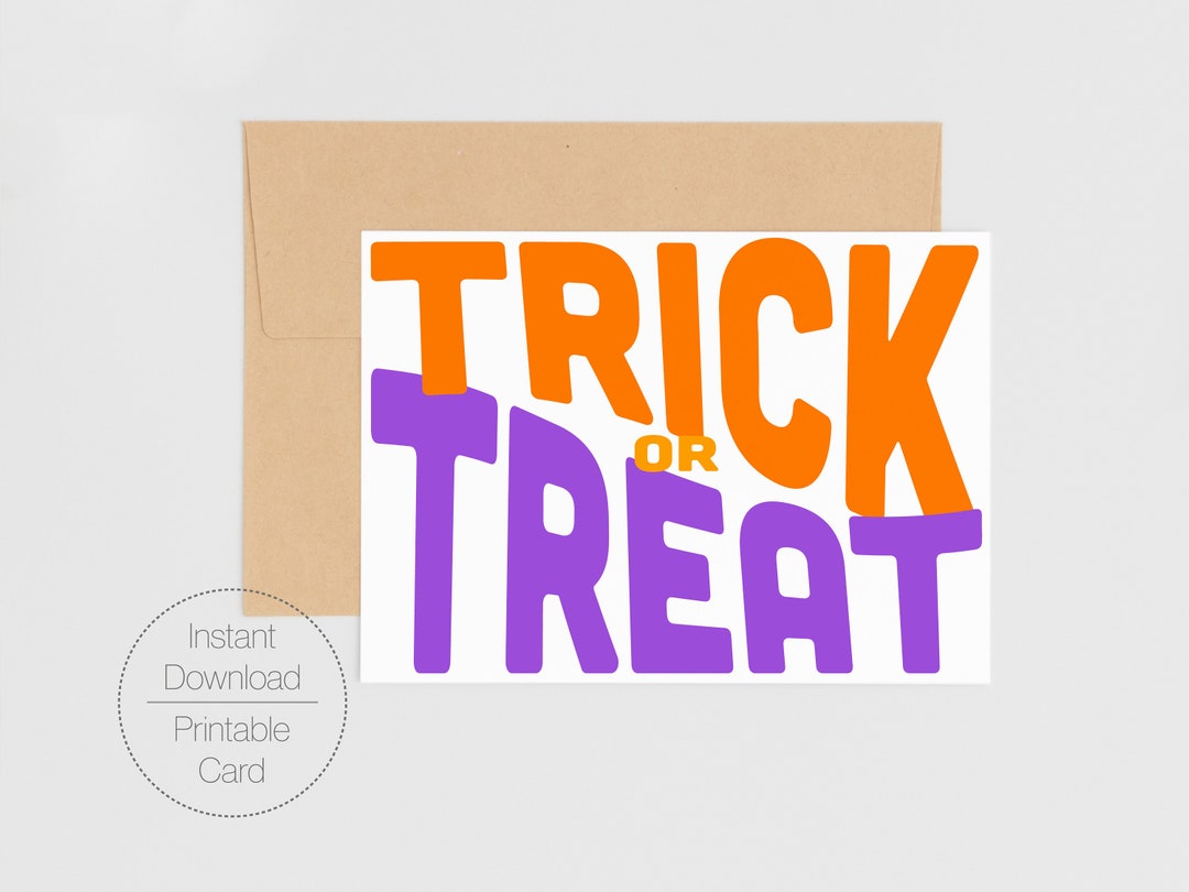 Printable Trick or Treat Digital Card Simple Modern - Etsy