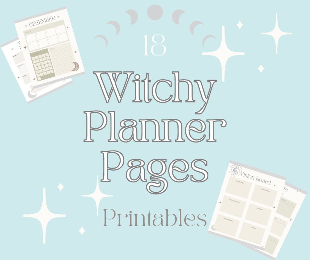 Witch Planner Digital Pages Printable Witch Planner Pages Witch Planner Svg Files - Etsy