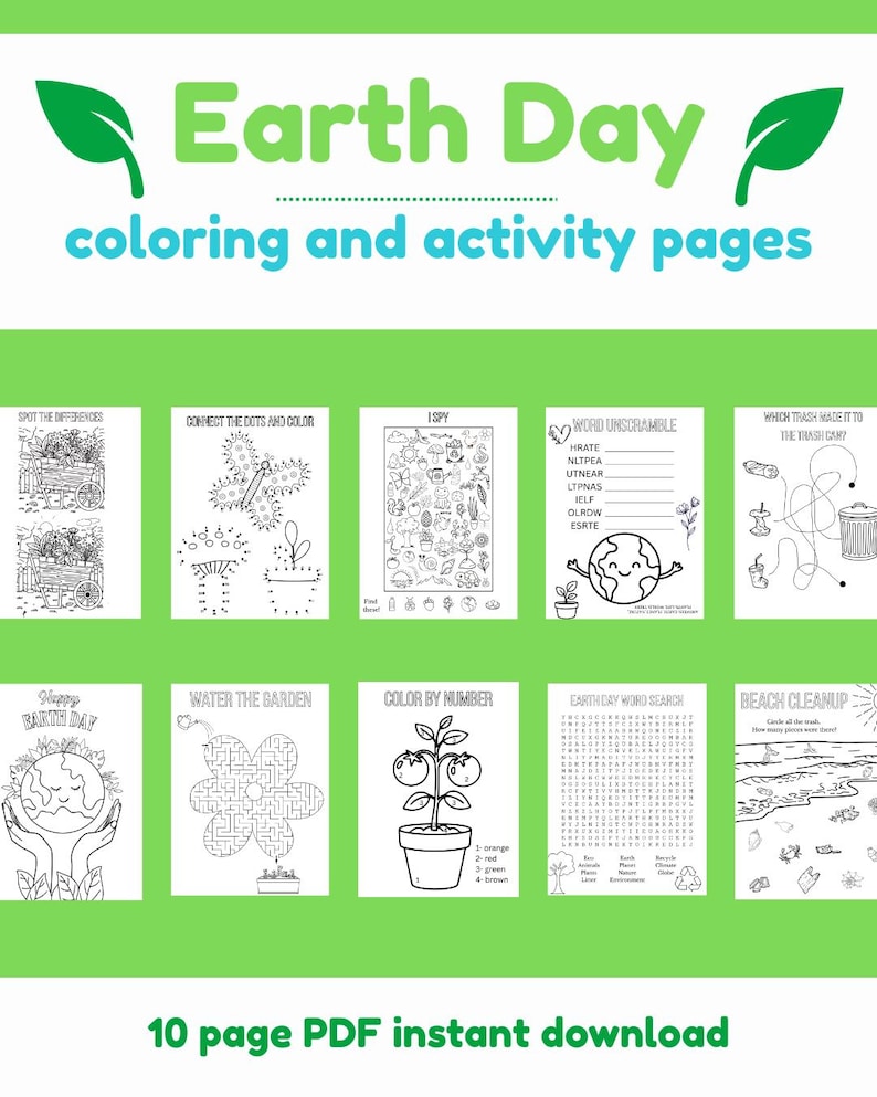 Earth Day Activity Pages for Kids - Elementary School Coloring and ...