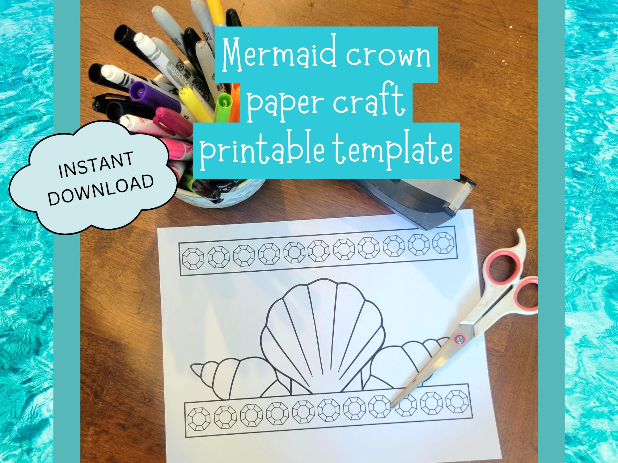 21 Mermaid Magic: Enchanting Craft Ideas for Kids 9 Color Your Own Mermaid Crown Printable Craft Template (Instant Download)