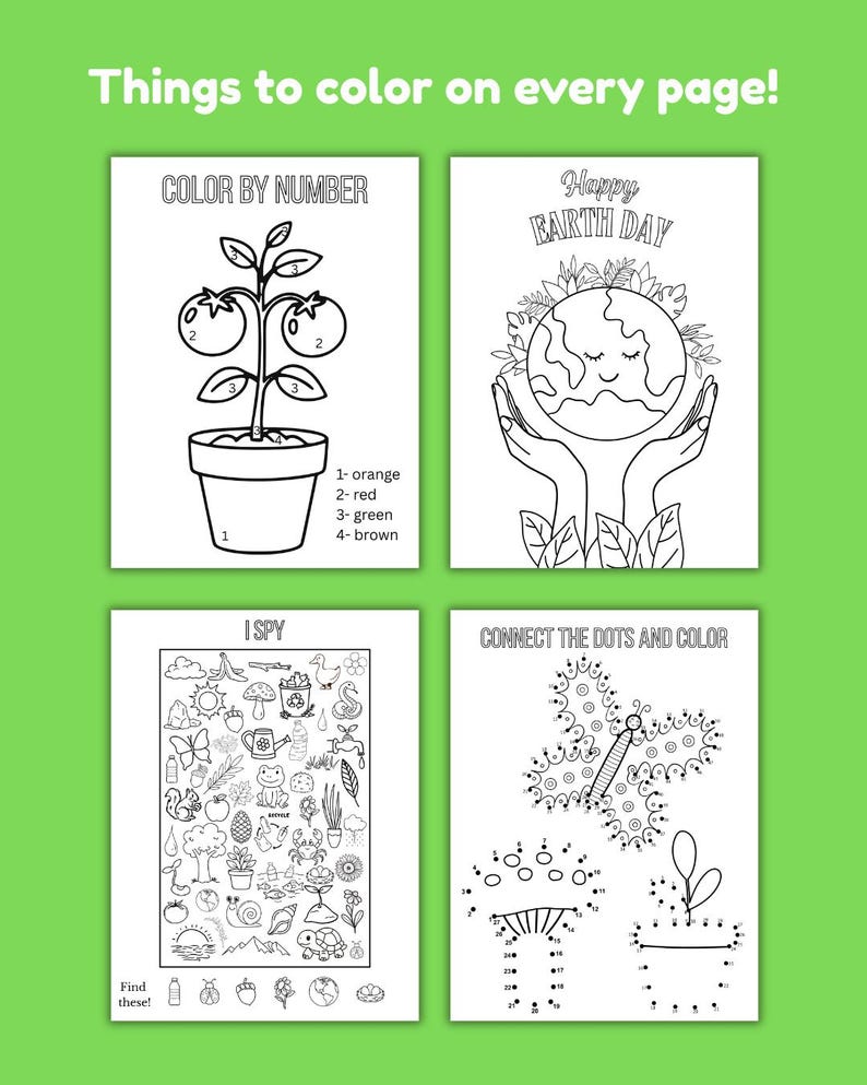 Earth Day Activity Pages for Kids - Elementary School Coloring and ...