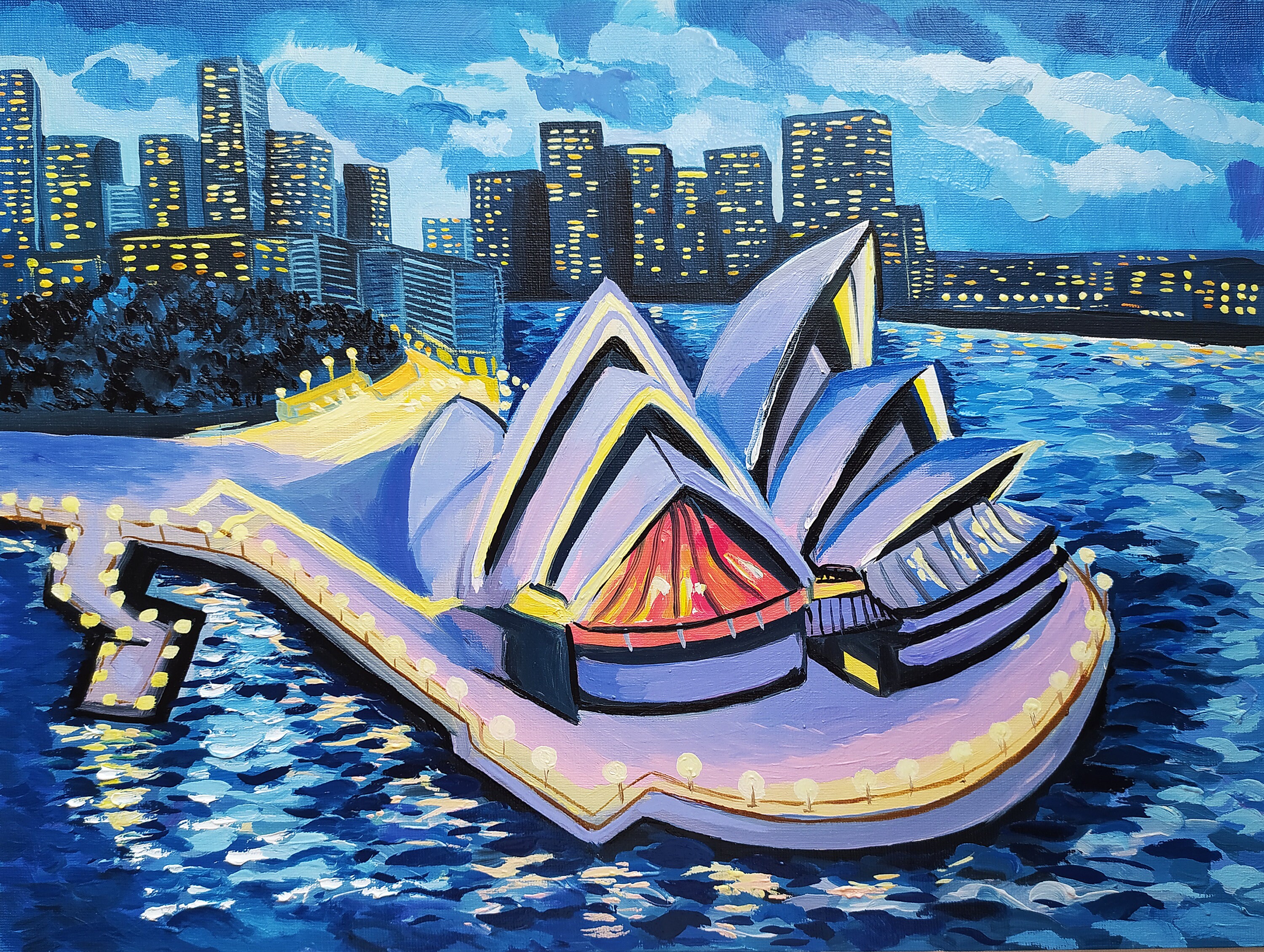 Sydney Opera House oil painting Night CitySydney canvas the Etsy