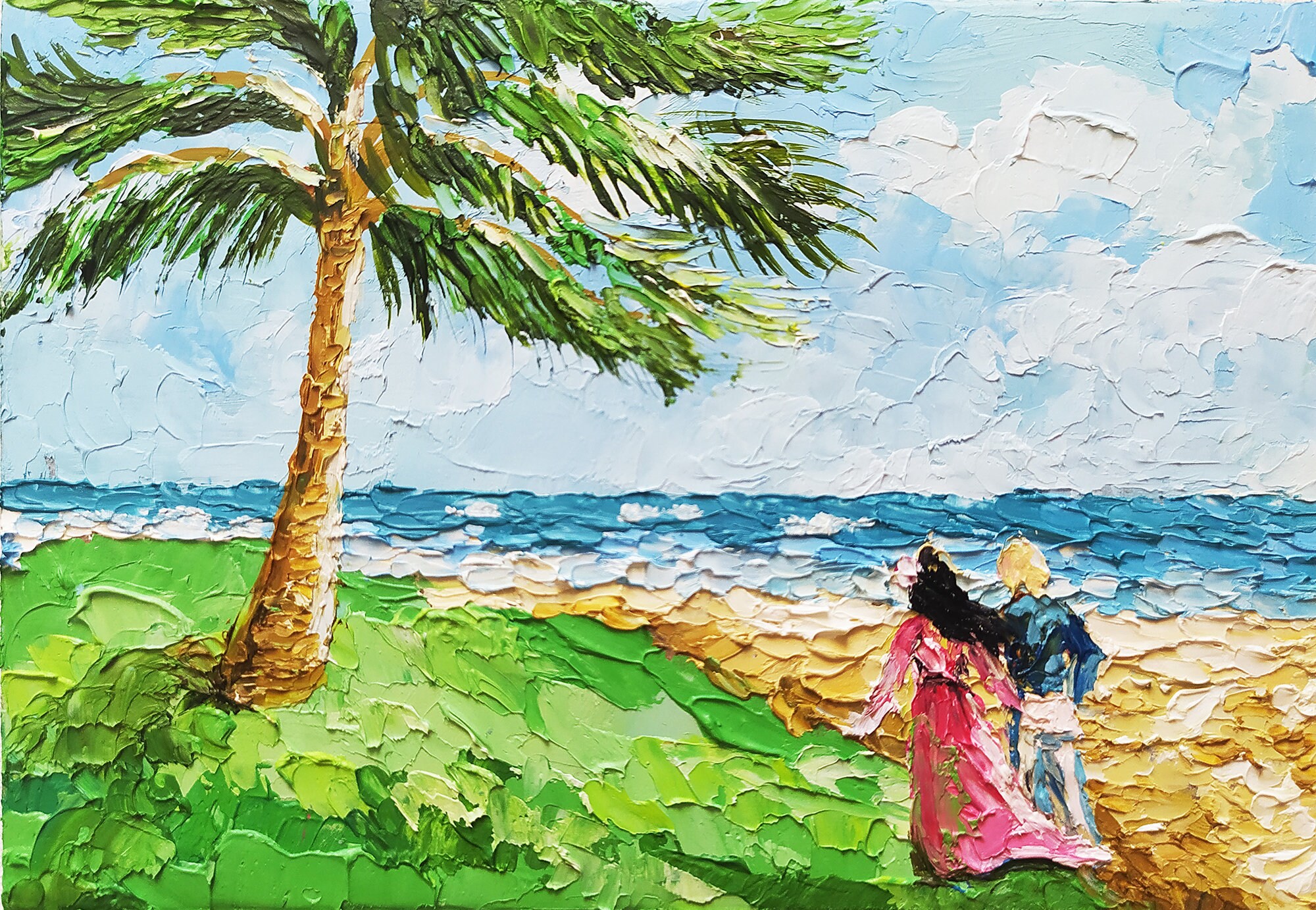 Hawaii Strand Landschaft Malerei Impasto Ölgemälde Hawaii | Etsy
