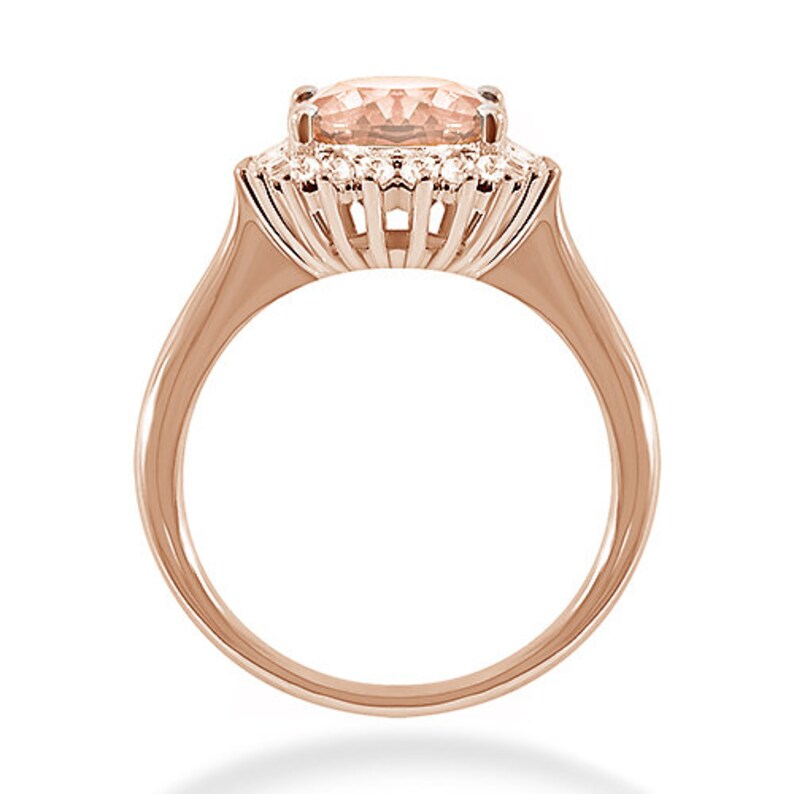 3.83ct Oval Peach Pink Morganite & Diamond Halo Cocktail Ring - Etsy