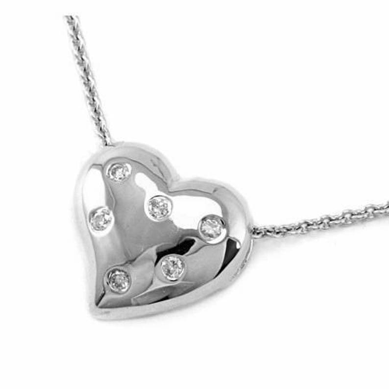 Fine Diamond Heart Pendant Necklace 14k White Gold image 1