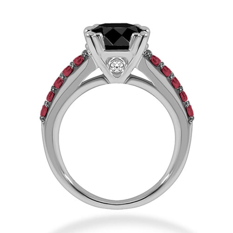 2.90ct Black Diamond & Ruby Engagement Ring 14k White Gold - Etsy