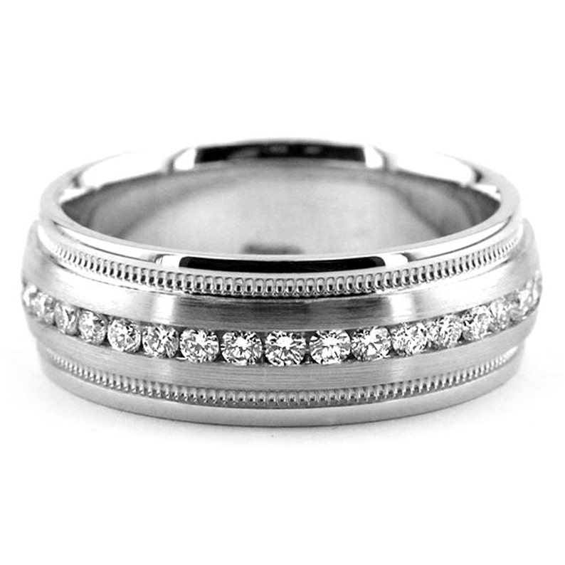 1ct Diamond Men's Wedding Ring Eternity Channel Band Matte Etsy