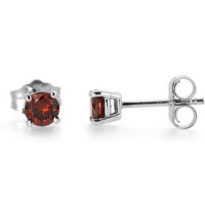 0.45ct Fancy Red Diamond Stud Earrings 14k White Gold Basket Settings