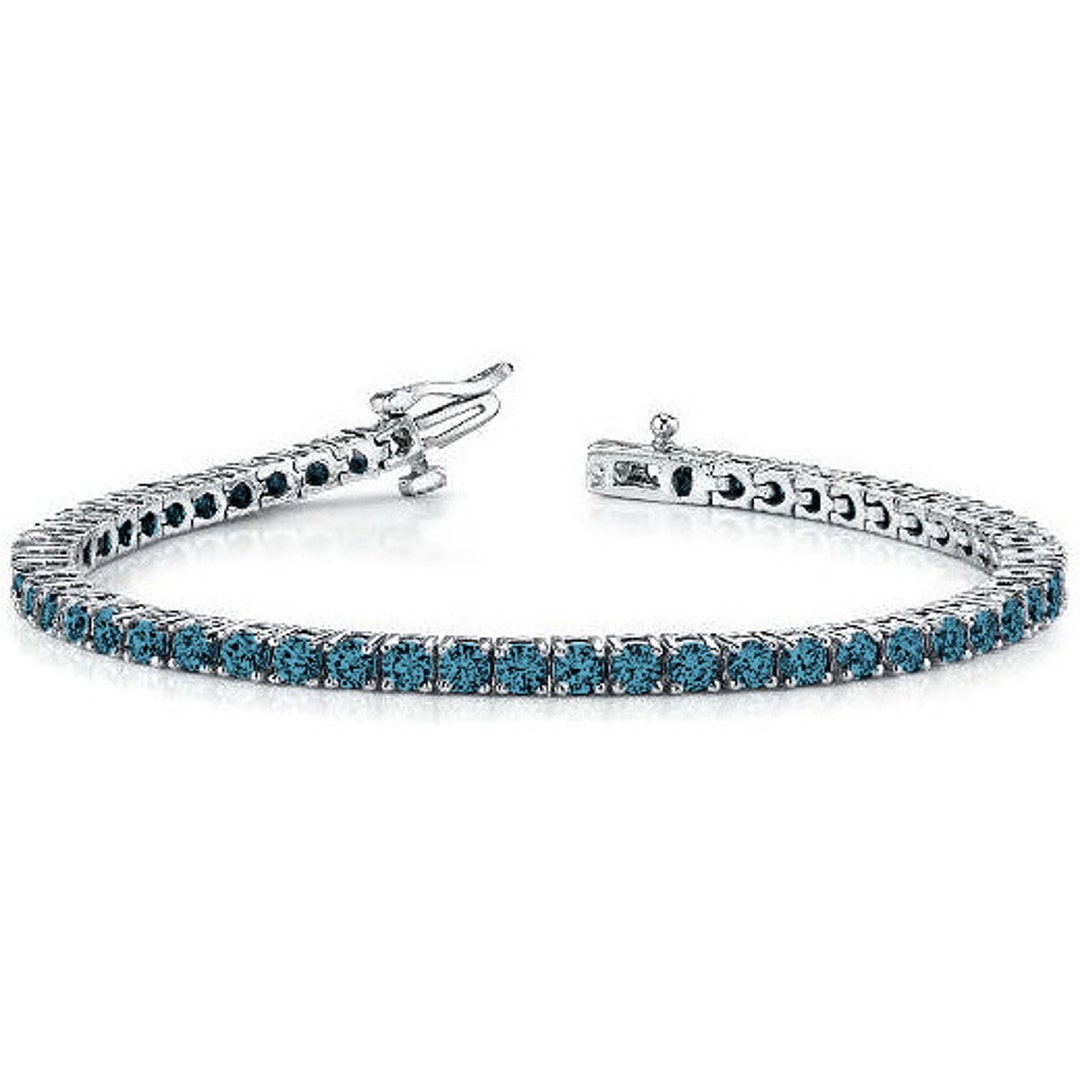 2.20ct Blue Diamond Tennis Bracelet Eternity Style 14k White - Etsy