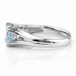 2 Carat Blue Aquamarine Solitaire Engagement Ring Split Band 14k White Yellow Rose Pink Gold image 2